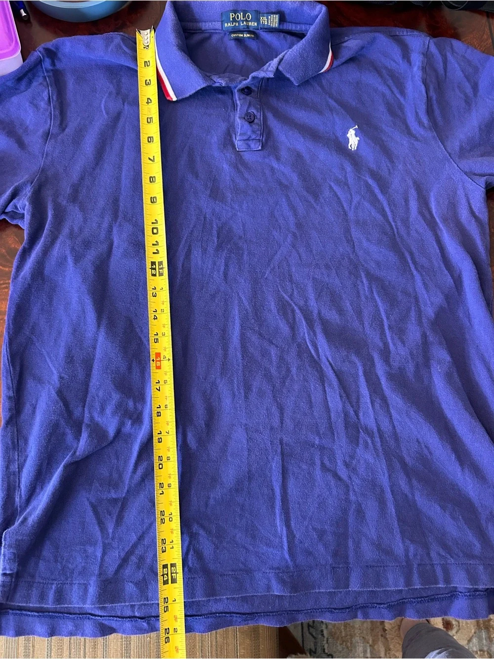 Y2K Vintage Polo Ralph Lauren Men's Red, White, Blue Polo 2XL‎ Custom Slim Fit